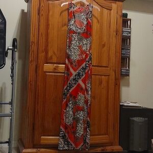 EUC Bongo Boutique Patterned Maxi Dress Silky Soft Stretch Knit Fabric